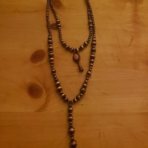 Long faux indian pearl necklace